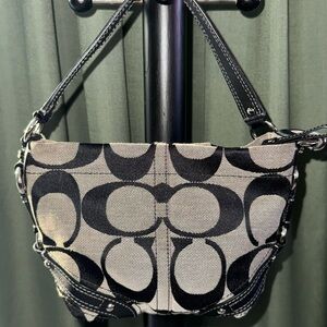 MINT Coach Carly Black and White Vintage Women's Shoulder Bag Y2K Signature Hobo